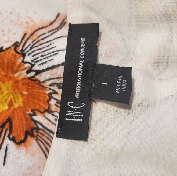 Inc. International Concepts Floral Print 100% Cotton L/S Top Lge, Ruffle Hemline - Picture 6 of 9